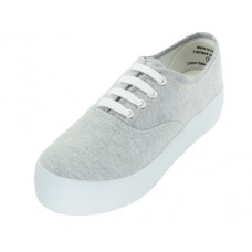 U777L-Gray - Wholesale Women's Lace Up Platform Canvas Shoes ( *Gray Color )